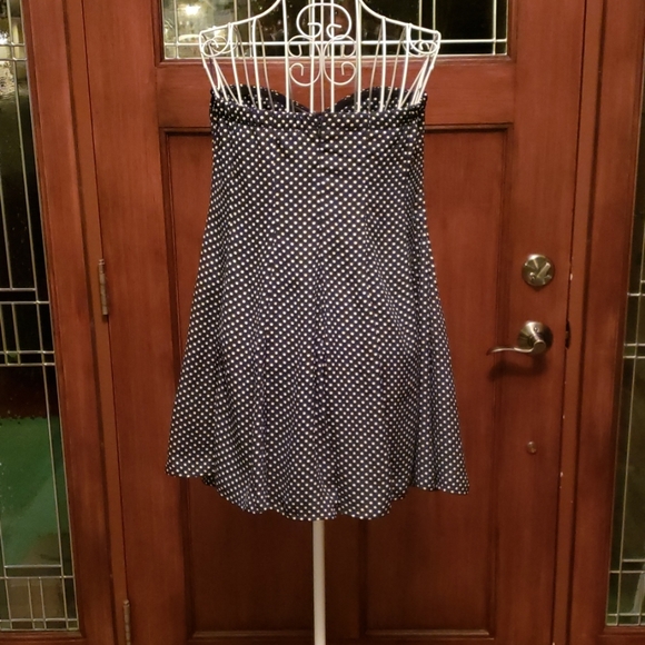 Navy blue with white polka dots strapless mini - Picture 2 of 2